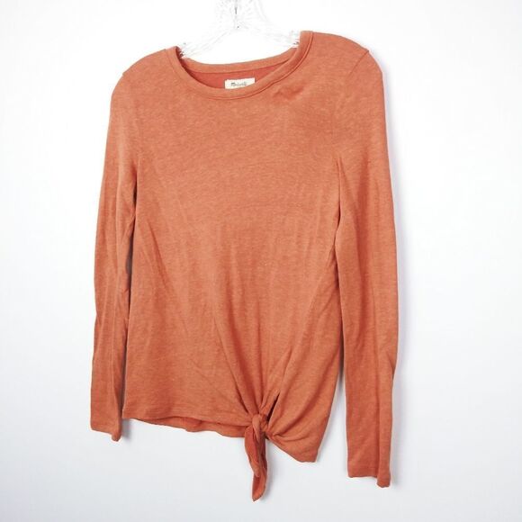 Madewell burnt orange tie side long sleeve tee - Picture 3 of 6